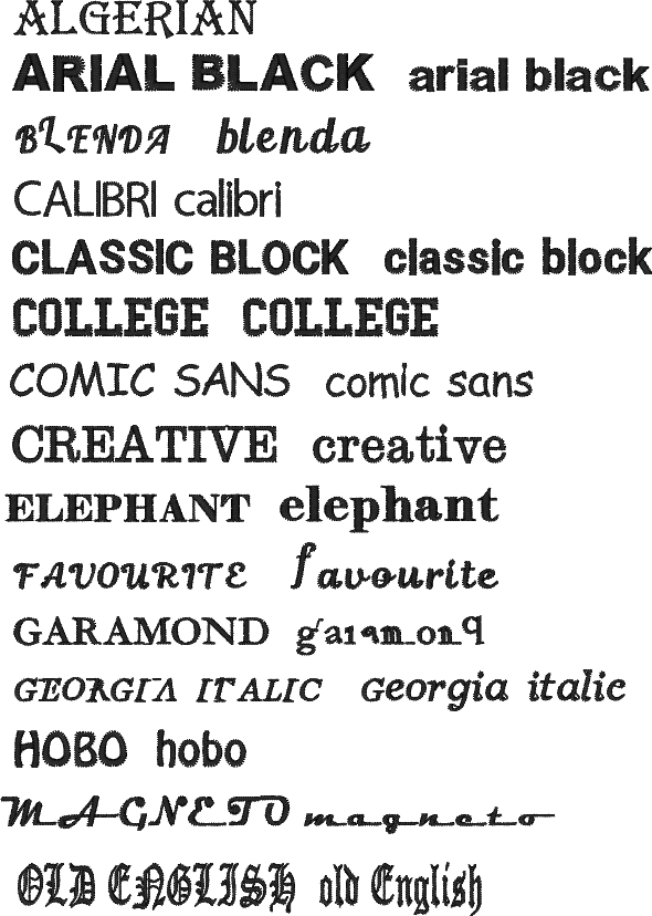 fonts 1 - 14